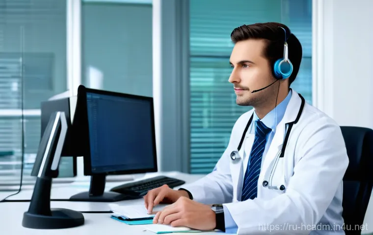 보건의료행정사 자격증 취득 과정 - A highly detailed, realistic image of a female medical administrator in her late 30s, with a warm an...