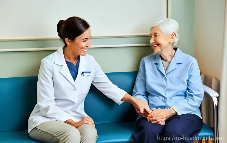 보건의료행정사 자격시험 예상 문제 - **Prompt:** A modern and brightly lit hospital reception area. A friendly female administrator in he...