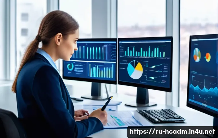 보건의료행정사 이론과 실무 차이점 - A professional healthcare administrator in a modern Russian medical facility office, dressed in form...